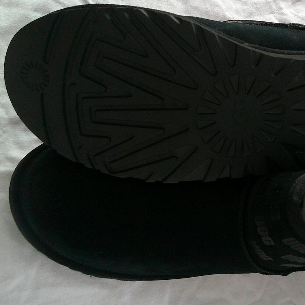 UGG Black Suede Logo Ankle Boots — Women’s 11 — Brand New